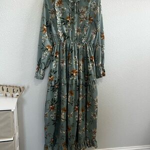 Floral Green Maxi Dress